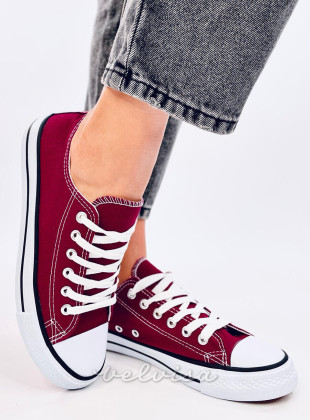 Sneakers classiche basse in tela bordeaux