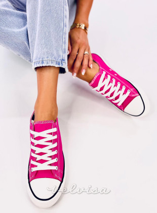 Sneakers classiche basse in tela rosa