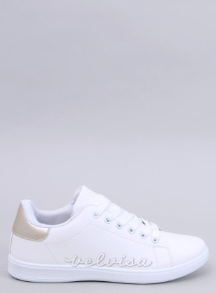 Sneakers minimaliste da donna bianche/oro