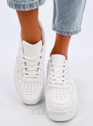 Sneakers bianche da donna con suola alta