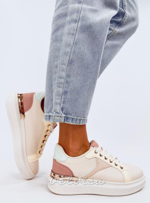 Sneakers beige con elementi pastello