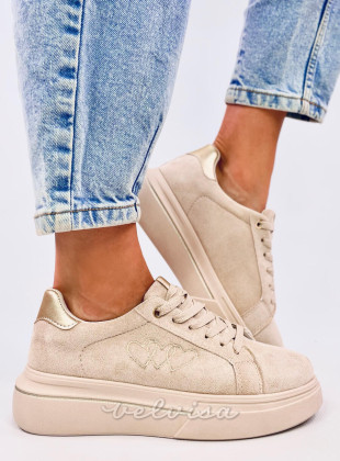 Sneakers pastello HEART beige chiaro