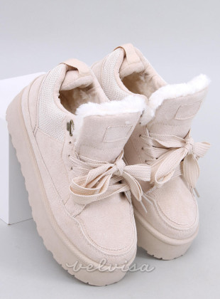 Scneakers invernali beige su piattaforma alta