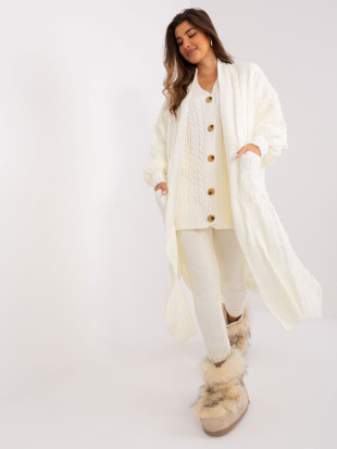 Cardigan lungo ecru in lana