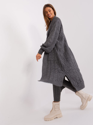 Cardigan grigio scuro con maniche a sbuffo