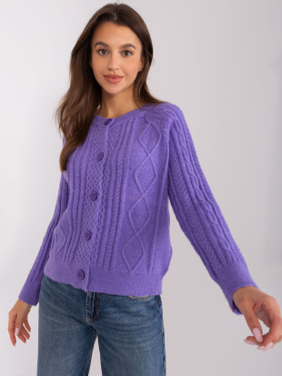 Cardigan Viola con Collo Rotondo