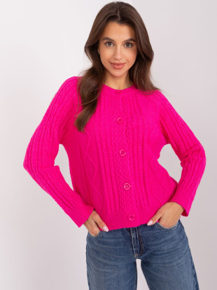 Maglione da donna fucsia con motivo intrecciato