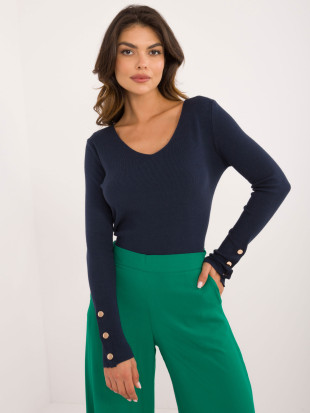 Elegante maglione blu con maniche lunghe