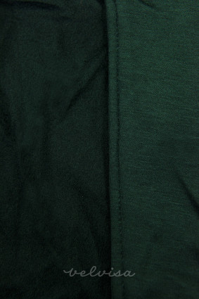 Felpa lunga verde semraldo con cerniera asimmetrica