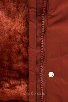 Giacca invernale marrone-rosso con fodera ecopelliccia