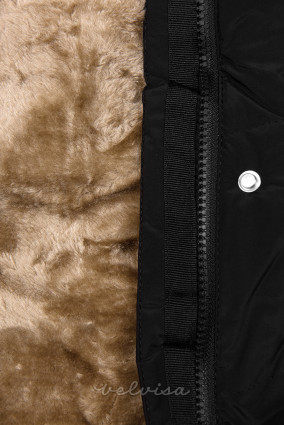 Crna zimska jakna s plišanom postavom