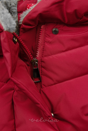 Giacca invernale trapuntata rossa con peluche