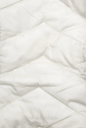 Giacca invernale trapuntata color panna con cappuccio removibile