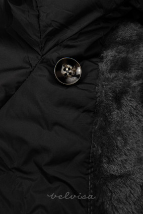 Giacca invernale trapuntata nera con colletto alto