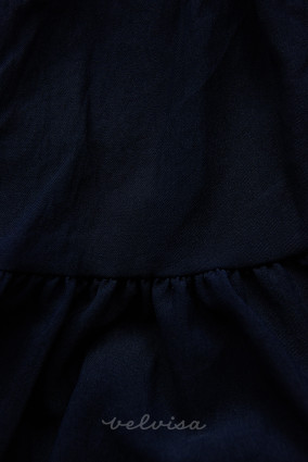 Tamno plava midi ljetna haljina s remenom