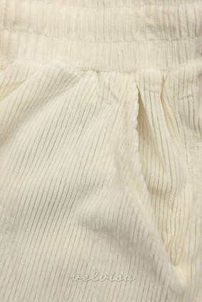 Ecru (boja slonovače) ležerne hlače s baršunastim uzorkom