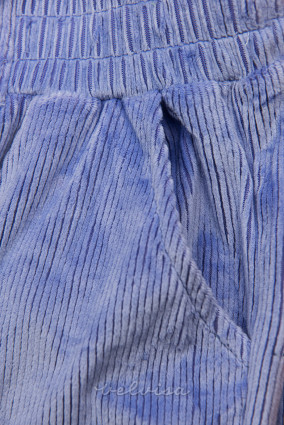 Pantaloni blu viola con allacciatura in vita
