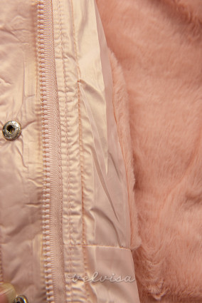 Giacca invernale da bambina rosa chiaro con borsetta