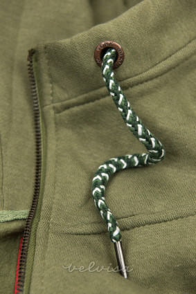 Felpa verde army estesa con zip