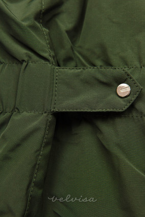 Parka esteso con pelliccia verde scuro/bianco