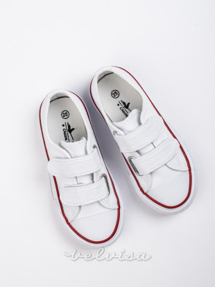 Sneakers bianche da bambini con velcro