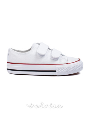 Sneakers bianche da bambini con velcro