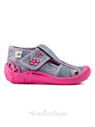 Pantofole per bambini grigio-rosa