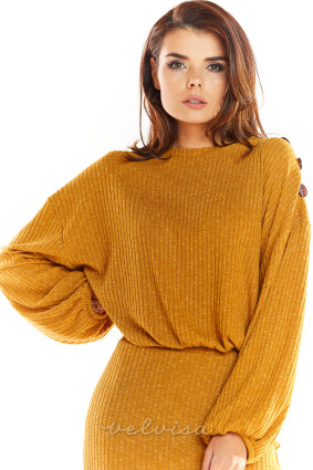 Oversized pulover s kimono rukavima u camel boji