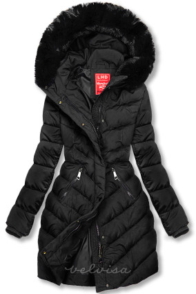 Zimska jakna oblikovana za šire bokove crna