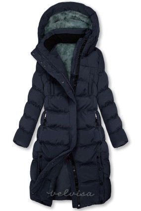 Ekstra topla duga zimska jakna u tamno plavoj boji
