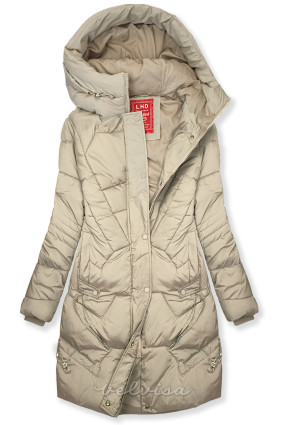 Giacca invernale beige dal taglio ampio