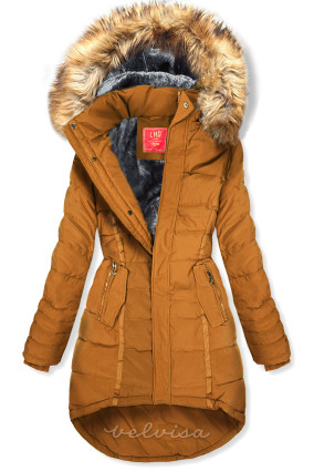 Karamela prošivena zimska jakna s kapuljačom