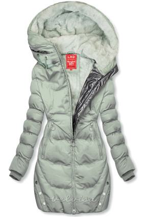 Zimska jakna sa srebrnim obrubom boje žada