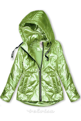 Sjajna jakna s kapuljačom, boja zelene jabuke
