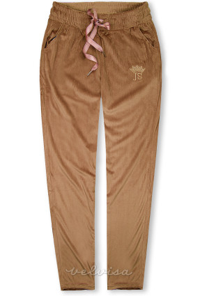 Pantaloni della tuta in velluto marrone