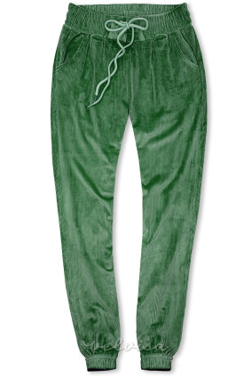 Pantaloni verdi con allacciatura in vita