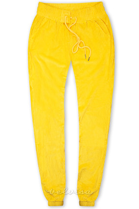 Pantaloni gialli con allacciatura in vita