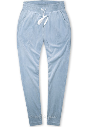 Pantaloni casual blu chiaro con motivo corduroy