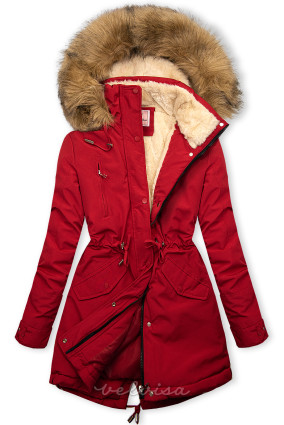 Crvena jakna za zimu s bež podstavom