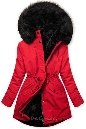 Crvena dvostrana zimska parka jakna