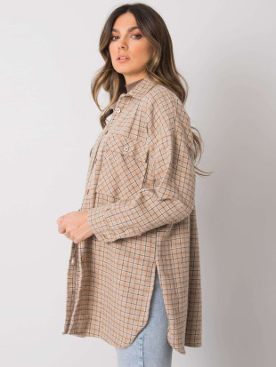 Camicia beige a maniche lunghe