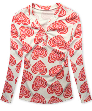 T-shirt con stampa cuori bianco/rosso HEART8
