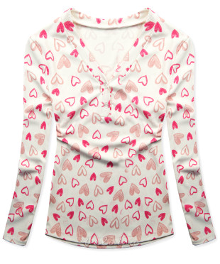 T-shirt con stampa cuori bianco/rosa HEART10