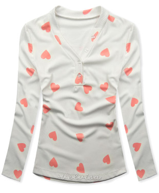 T-shirt con stampa cuori bianco/apricot HEART4