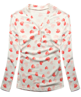 Majica s printom srca bijela/ružičasta HEART3