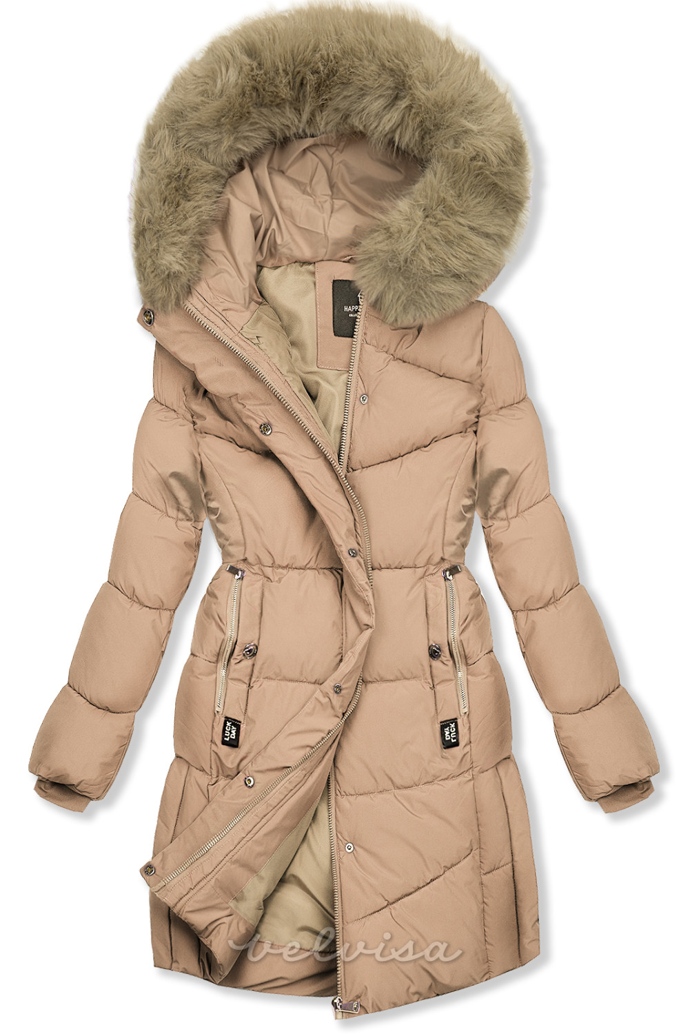 Giacca invernale beige WINTER con pelliccia