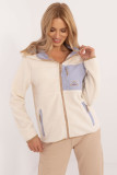 Felpa beige da donna con cappuccio e zip