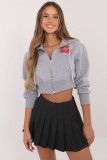 Felpa grigia da donna con zip