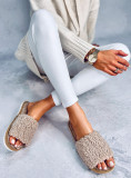 Ciabatte da donna in ecopelliccia beige