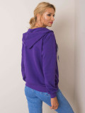 Felpa in cotone viola scuro con cappuccio